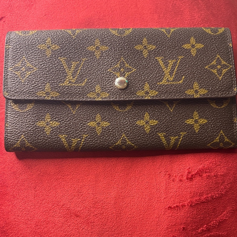 Louis Vuitton Classic Monogram Wallet in Brown and Gold